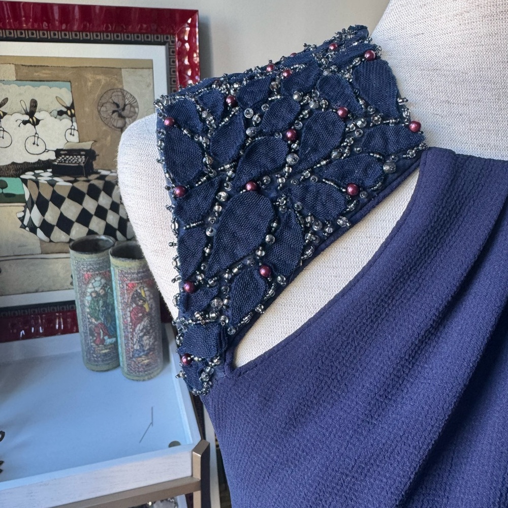 Badgley Mischka Navy Maxi Dress - Picture 4 of 11